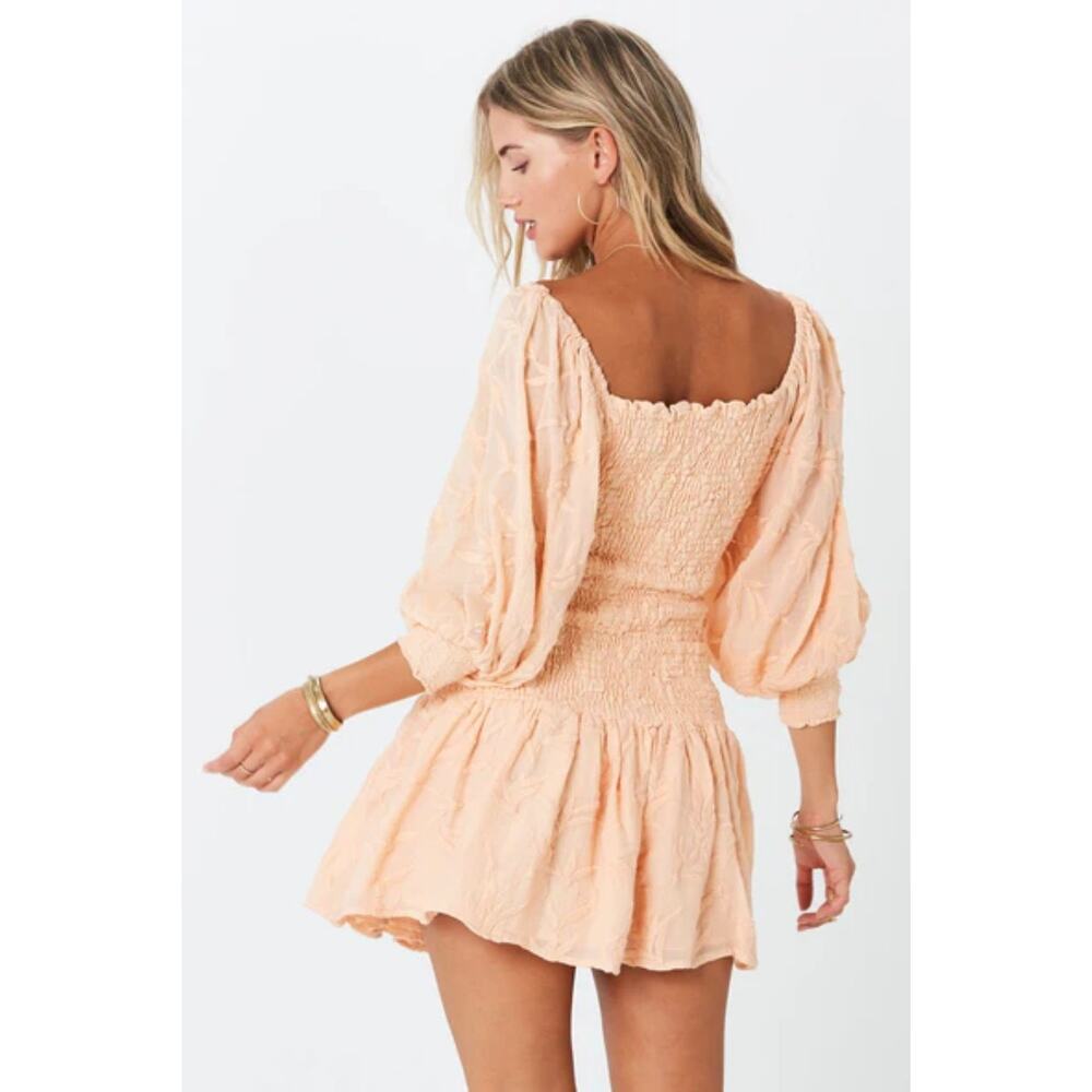 Jens Pirate Booty Haitian Rose Mini Dress Smocked Boho Peasant Size Small Fall
